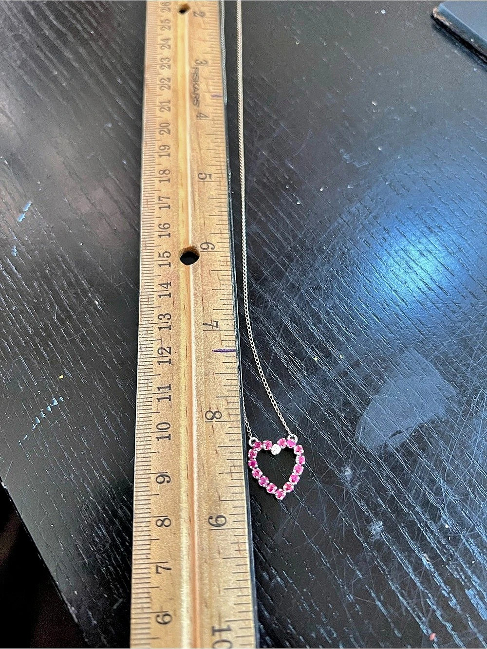 14k white Gold Pink Heart Pendant Necklace